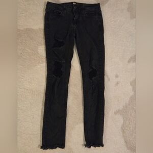 JUST BLACK DISTRESSED DENIM JEANS SIZE 25 EUC